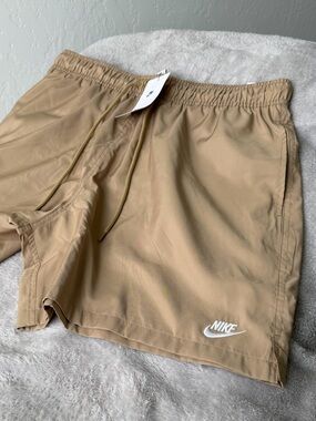 Nike Club Athletic Woven Flow Shorts Mens L Mesh Lined Khaki Beige FN3307-297